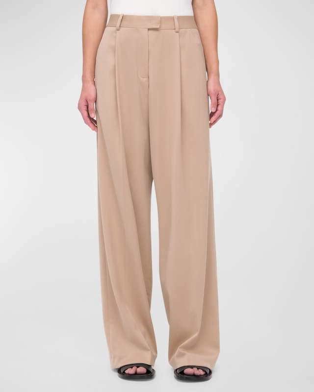 Pleated Relaxed Wide-Leg Pants